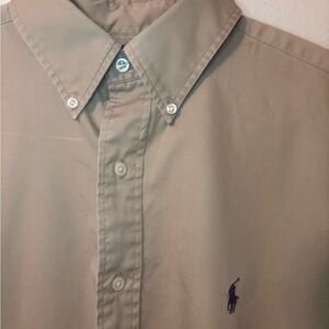 Polo Ralph Lauren Men's Long Sleeve Tan Button Down Blake 100% Cotton Size Large